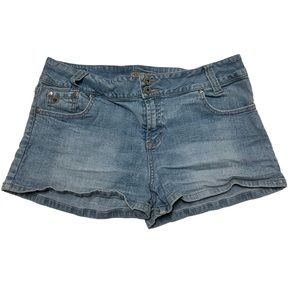 Y2K Paris Blues Denim Shorts Pink Stitching Size 13 10